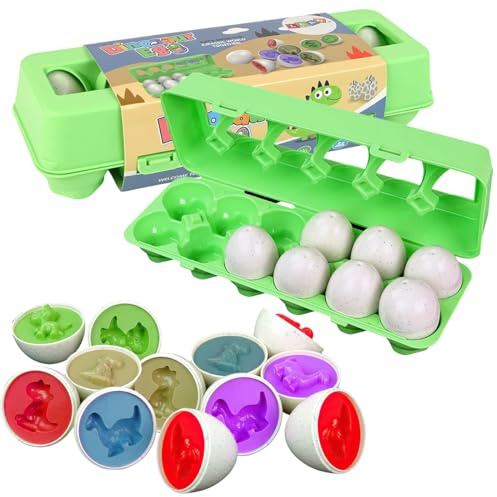 koolbitz Educational Matching Eggs Game with Dinosaur Figures - 12 Piece in Storage Box