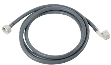Fackelmann Tuyau d'alimentation Vaisselle et Lave Linge, Caoutchouc, Gris, 250 x 3 x 1,5 cm | Branchement simple sur appareils, Double embout femelle droit et coudé, Plastique gris, Pour lave linge et lave vaisselle