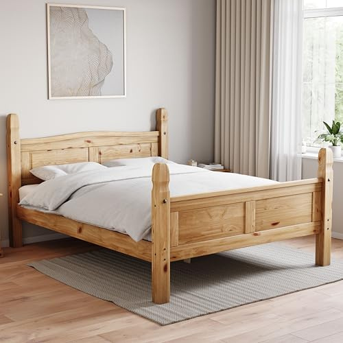 Vida Designs Corona King Bed Frame | High Foot End | Solid Pine Wood | 110 H x 216.4 W x 163.4 D cm | Reinforced Slats | Underbed Storage | Multi-Support Base | Bedroom Furniture