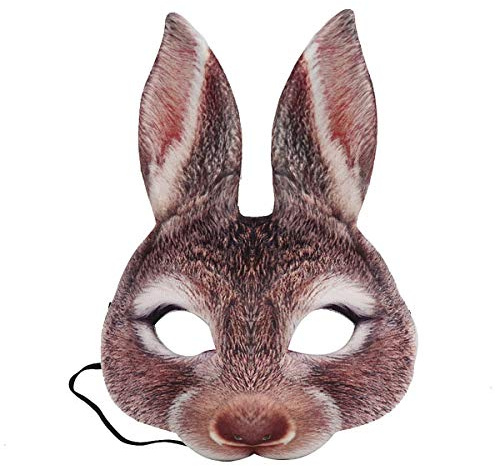 Amosfun Ostern Kaninchen Maske Halbe Gesichtsmaske Karneval Party Häschen Kostüm Ohr Maske