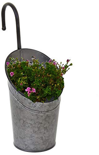 marko Gardening Galvanised Planters Garden Hanging Balcony Wall Mounted Flowers Metal Plant Pots (Hanging Hook Planter)