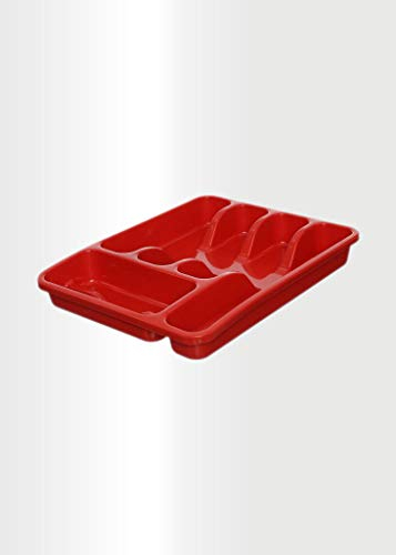 ECO 5 Compartment Plastic Cutlery Holder Tray Drawer Organiser Rack (Red) 35x28 cm