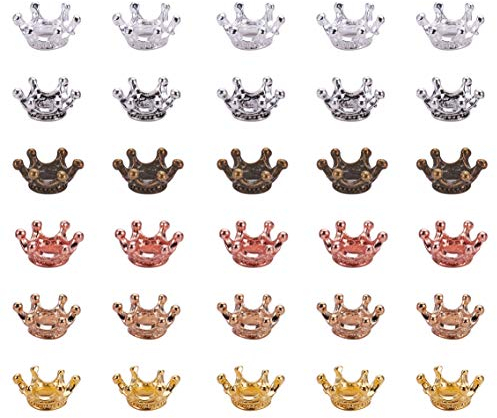 NBEADS 90 Stück 6 Farben Kronenanhänger Vintage Tibetischen Stil Legierung Perlen Kappe Anhänger Charms Für DIY Basteln Schmuckherstellung, Bohrung: 6 mm