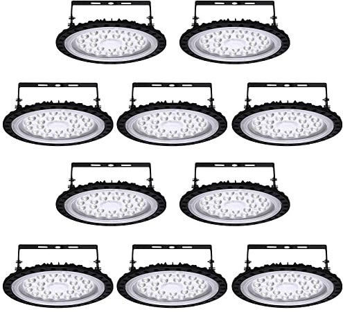 100W UFO LED Alta Luce Della Baia, UFO Proiettore Faretto 10000LM 6500K Luce Bianca, UFO Interni Lampadario, Impermeabile IP65 Fari Risparmio Energetico Farettoper Officine, Fabbriche, Campi daCalcio
