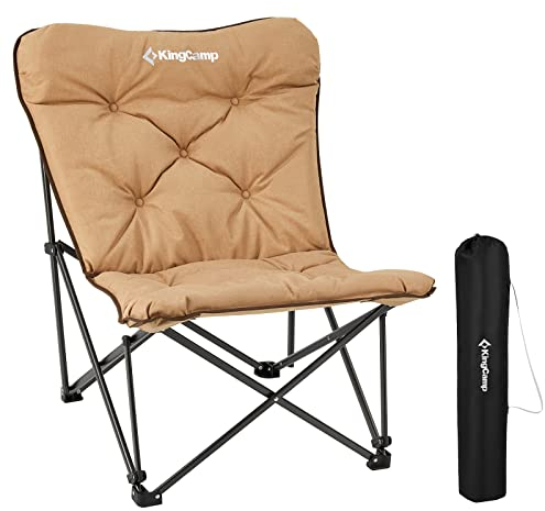 KingCamp Campingstuhl faltbar leicht Camping Stuhl XXL gepolster bequem hochlehner Gartenstuhl campingstuhl mit Tasche Relaxsessel für Camp Garten Balkon Strand Outdoor Butterfly Campingstuhl,Khaki