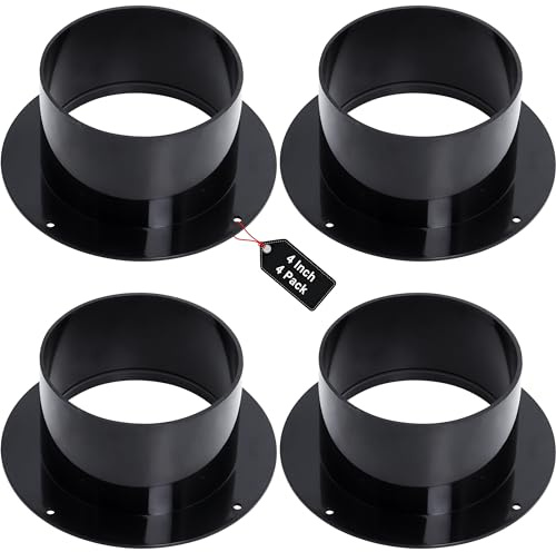 Duct Connector Flange 4 inch by Wadoy, 4 Pack ABS Quality Air Conditioner Exhaust Hose Flange Wall Mount for Heating Cooling Ventilation HVAC System Dryer Vent Wall Plate