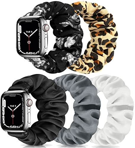 Scrunchie Apple Watch-rem för kvinnor kompatibel med iWatch Series 9 8 7 6 5 4 3 2 1 SE, 38mm/40mm/41mm Small-Size, Bomull, Ingen ädelsten