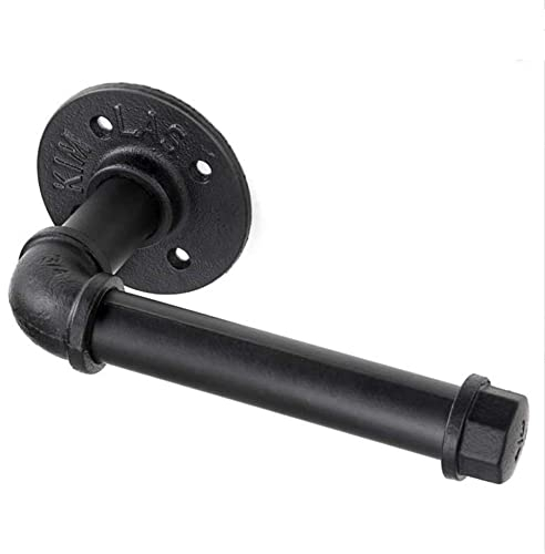 ZONADAH Retro Industrial Pipe Toilet Paper Holder Set Metal Vintage Style Toilet Paper Roll Holder Wall Mounted Bathroom Accessories Black