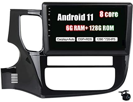Car Stereo Radio Android 11 Player Navegación 9 Pulgadas 1080p Radio Carplay para Outlander 2012-2018 Soporte 5G WiFi SWC TPMS WiFi OBD2 FM RDS Dab+ DVR+ Cámara De Respaldo