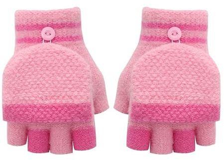iNszkoos Enfants Gants D'hiver Bébé Bambin Moufles Hiver Chaud Gants avec Fermeture à Rabat, Demi-Doigts Thermiques Extérieur Ski Snowboard Moufles à Accrocher au Cou pour Garçons Filles 3-10 Ans