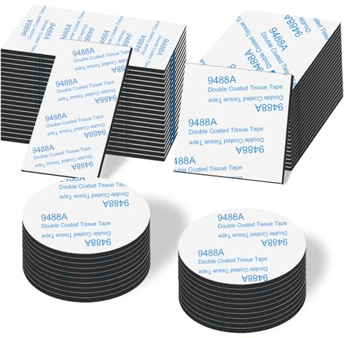 Doppelseitiges Klebeband Extra Stark, 60 Stück Vielseitiges Set Wasserdicht & Rückstandsfrei, Ideal zum Befestigen von Bildern, Haken, Kennzeichen für Haus, Auto & mehr (Rund, Quadratisch, Rechteckig)