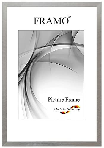 FRAMO Holz Bilderrahmen 30 x 40 cm aus Massivholz | Silber Grau | Farbe/Größe wählbar | Rahmen für Poster | Puzzle | Foto collage N°053