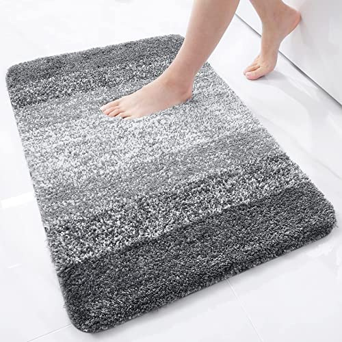 Homaxy Mjuk badrumsmatta 51 x 76 cm, halkfri, tvättbar badmatta, fluffig hög lugg, mikrofiber, absorberande badrumsmatta, duschmatta (grå)