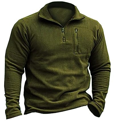 Beotyshow Herren Fleecepullover Militär Outdoor Fleecejacke Taktisch Sweatshirt Trekking Jacke Männer Half Zip Pullover Microfleece Sweatpullover