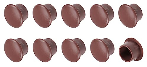 METALLIXITY Screw Hole Plugs (10mm Dia x 12.5mm Cap Dia x 8mm H) 30Pcs, Plastic Shelf Peg Cap Cover Button - for Kitchen Cupboard Furniture, Brown