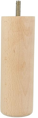 MS Beschläge Holz-Möbelbein Ø 50mm Möbelstütze Buche Vollholz rund Möbelfuß M8 Gewindestift Möbelstempel Schrankfuß Couchfuß Holzfuß (Höhe 150mm)