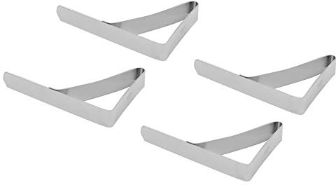 Gavigain 4 Stück Tischtuchklammern Edelstahl,Tischtuchabdeckungsklammern Edelstahl i Slip Tischtuchhalter Klammern, Tischtuchklammern für Tische (10.5 X 7cm)