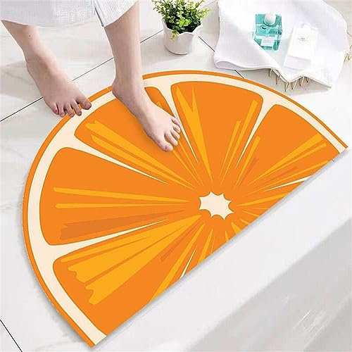 Badematte Rutschfester Badezimmerteppich Groß, Super Absorbierende Bodenmatte, Schnell Trocknend Badematten, Badteppich Rutschfest Badematte SaugfäHige Badvorleger Badezimmermatte Orange, 80x120cm