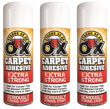PNJB, Adhesive Spray, 500ml Adhesive Glue Spray for Multi-Purpose Craft Carpet Foam Fabric Can, Strong as An Ox Carpet Adhesive Extra Strong (2 Cans) (3 Pcs)