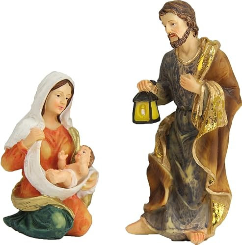 FADEDA 3 figuras de belén decorativas, 11 cm de altura, pintadas a mano y detalladas, decoración de mesa de Navidad, accesorios para cuna