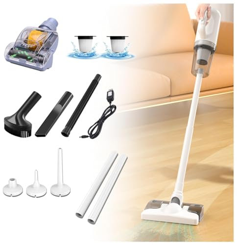 MeLtor Aspiradora Fregona Sin Cable 5 in 1 Batería Recargable USB,Depósito 200 Ml, Fregona Electrica con 2000mah*3 Baterías para Mascotas/Alfombras/Coche/Suelos Duros/Cama