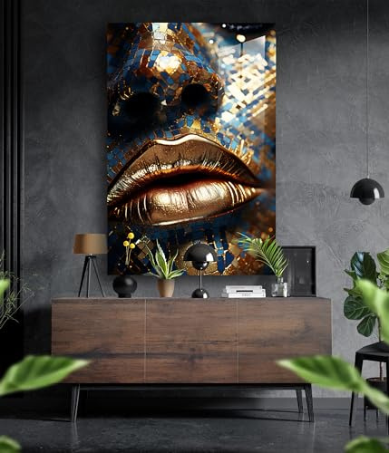 Manschin-Laserdesign Premium Wandbild aus Acrylglas Lippen - KEIN Leinwandbild - modern Wandbilder XXL Wanddekoration Design Wand Bild Abstrakt (120 x 80 cm)
