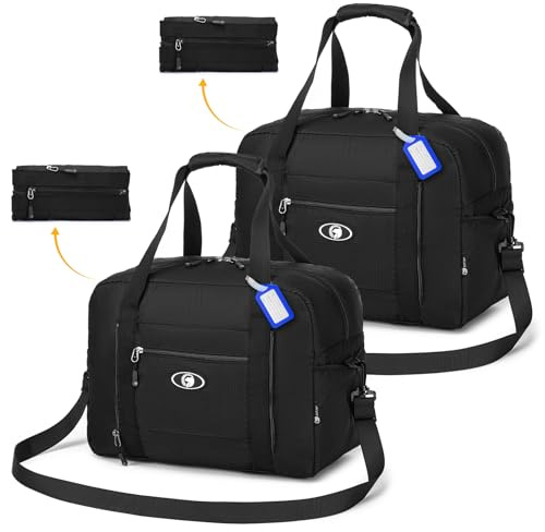 BAGZY Handbagage 40x30x20 Wizz Air Hopningsbar Reseväska 25L för Herr och Dam Handbagage Flygplansväska Vattentät Sportväska Cabinväska Resväska för Helg Sjukhusväska Kabinväska Svart+Svart