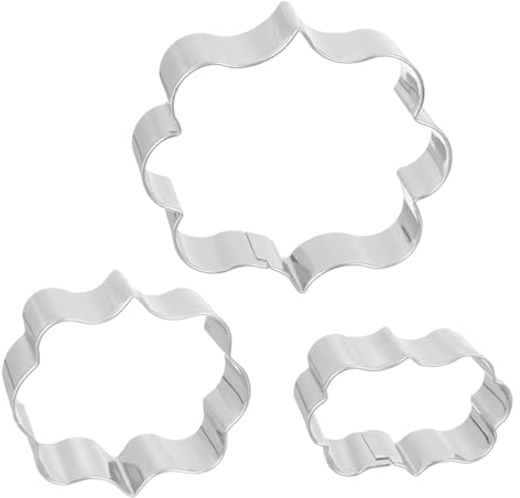 QUARKZMAN Galleta Cortador Juego para Hornear Inoxidable Acero Plata Tono Rectangular Marco 3 Grande + Rectangular Marco 3 Mediano + Rectangular Marco 3 Pequeño