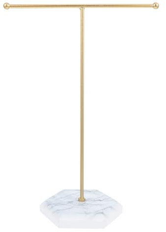 Présentoir à Bijoux, Porte Présentoir de Collier en Forme de Tavec Base en Bois, Suspendu à Bijoux en Plaqué pour Boucles, Bracelets, Bagues Suspendu pour Bracelets Bagues