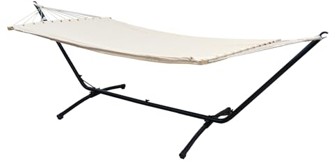 AMANKA Outdoor Hängematte mit Gestell 2 Personen - 310cm Hängemattengestell bis 120kg - 200x120 Hängematte für Garten mit Gestell Hängematte für Balkon Hängeliege mit Gestell Boho Gartenliege Hängend