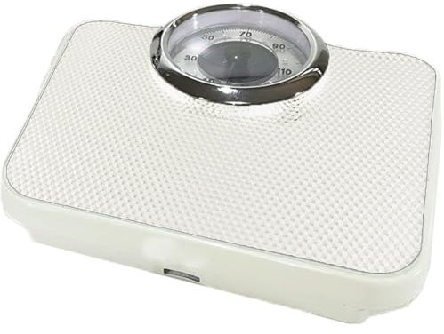 Bilancia pesapersone meccanica analogica di precisione 130kg dieta precisa tappetino superficie antiscivolo e rotella per tara (BIANCO)