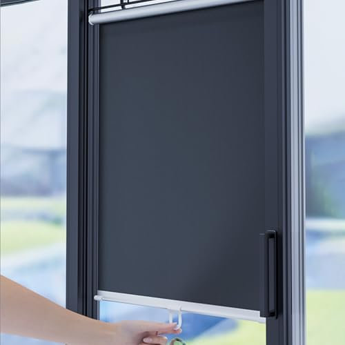 tende A Rullo Blackout Tende A Rullo Protezione Solare Con Ventosa tende A Rullo Temporanee Per Finestra Porta Bagno Cucina Balcone(Blue,W45x H125cm)