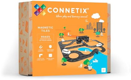 CONNETIX Magnetic Tiles Roads Creative Pack, 48 Pieces