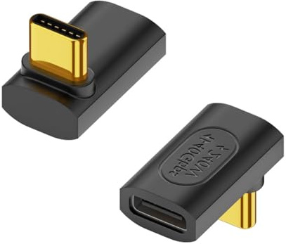 Duttek Adaptador USB C de ángulo Recto de 90 Grados de 240 W, 40 Gbps USB C Macho a Hembra, Adaptador Extensor Compatible con Thunderbolt 4 para Steam Deck, MacBook, Switch, iPhone 15, Paquete de 2