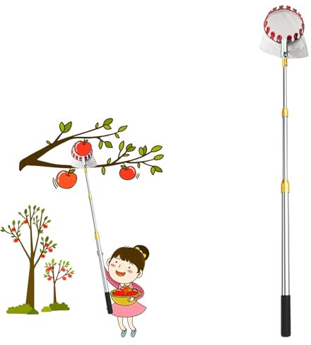 recoge fruta recogedor de frutas Herramienta Para Recoger Árboles Frutales Extralarga, 2, 3, 4, 5, 6, 7 Y 10 M, Con Cesta Telescópica Para Recoger Árboles De Aguacate, Bellotas, Limones, Peras Y Mango