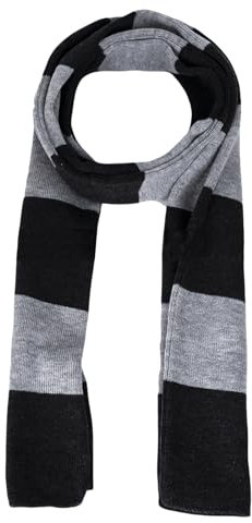 TELAIN Klassischer Strickschal, Grau und Schwarz Gestreifter Schal, Weiches Strick Tuch, Schal für Herren und Damen, Warmes und Bequemes Schultertuch für Winter und Herbst