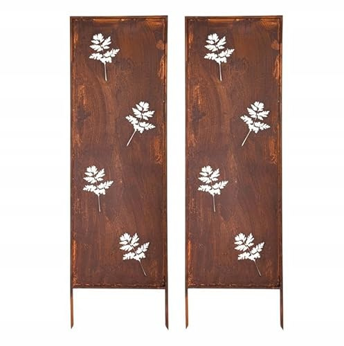 Kapaga - Sichtschutz Metall 2x - 160x50 cm - Edelrost - Rostoptik, Patina | für Garten und Terrasse - Corten, Sichtschutzelement - Sichtschutzwand - Gartendekoration Zaun - Rost (Blumen)