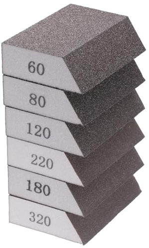 sourcing map Sanding Sponge Blocks Set 60#/80#/120#/180#/220#/320# Sanding Block 4x2.8x1, Washable and Reusable Foam Sanding Block for Polishing Kitchen Metal Wood Drywall Home