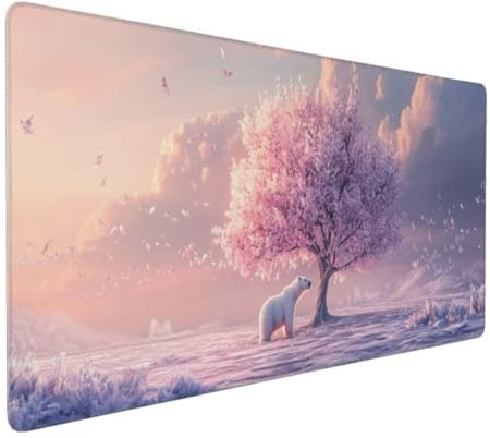 Tapis de Souris Rose Arbre Tapis de Souris XXL 1400x600x3mm, Imperméable Tapis de Souris Gamer XXL Tapis Souris Mouse Pad, Base Atidérapante, Haute Précision et Vitesse pour Gamer, Deco Bureau