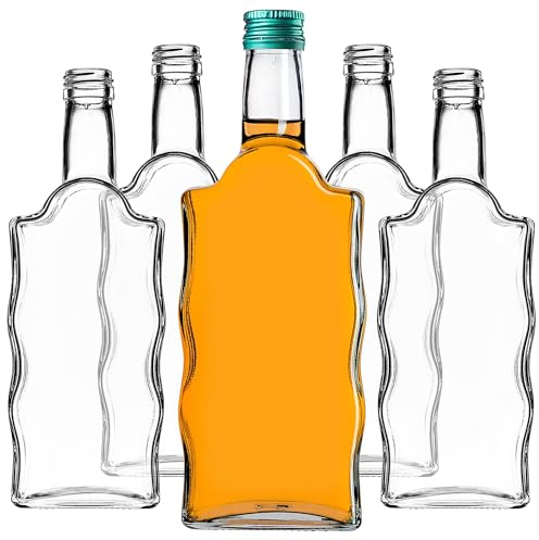 KADAX 10er Set Glasflaschen 500ml mit Schraubverschluss Grün – Leere Flaschen zum Befüllen für Saft, Likör, Öl, Essig & Sirup, Refillable Glass Bottles