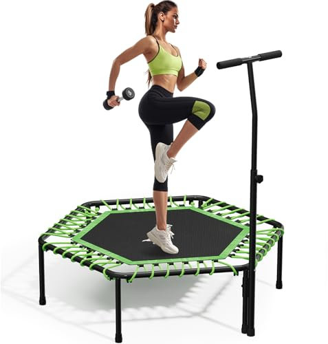 HOMELUX Fitness Trampolin Ø114cm, 110/118/126cm Trampoline Indoor für Zuhause, Gartentrampolin Außen Rückprall bis 100 kg, Mini Leise Übung für Erwachsene Jumping Persönliche Training
