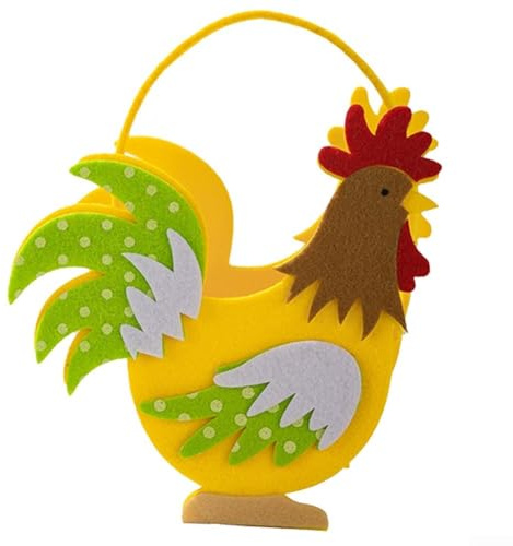 Bezaubernder, handgefertigter Osterkorb aus Filz, perfekt für Kinder, um Eier und Leckereien zu sammeln (gelb)