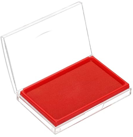 PATIKIL 13,5 cm x 8,6 cm stor stämpeldyna, tvättbar hantverksbläckdyna för gummistämpelkorttillverkning stämpling klippbok fingeravtryck fotavtryck stil 1, röd