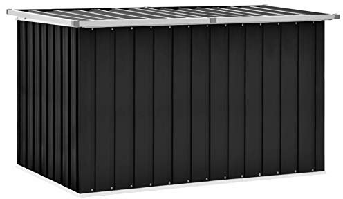 IKAYAA Gartenbox aus Metall Groß Garten Auflagenbox XXL Garten Aufbewahrungsbox Gartenbox Kissenbox Gerätebox Gartentruhe für Gartengeräten Poolzubehör Spielzeug 149 x 99 x 93 cm Anthrazit