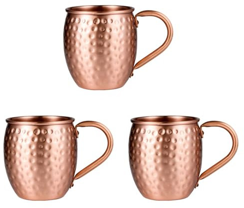 Kznifmk 3X 530ML 100% Pure Copper Mug Mug Drum Cup Cocktail Cup Pure Copper Mug Restaurant Bar Cold Drink Cup, A