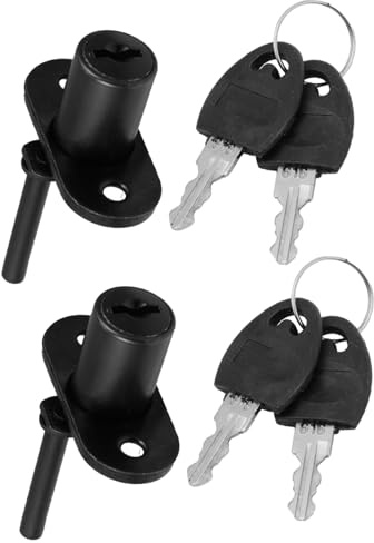 HOUDERCO 2pcs Triple Drawer Locks Cabinet Lock Keys Hardened Metal Hardware Portable Folding Keys for Office Home and Storage Random Style