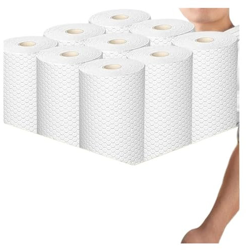 Kitchen Roll Kitchen Rags Reusable Cleaning Cloths Washing Dishcloths Rag Cloth Towels Scouring Pads Wholesale for Home Care and Cleaning(White,200PCS(2 roll))