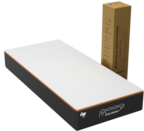 Matratze 90x200cm 26cm Höhe, Öko-Tex Zertifiziert, Ergonomische 7-Zonen Kaltschaummatratze, Härtegrad H2/H3, Premium Memory Foam Matratzen, Rückenentlastende, Mattress mit Abnehmbarer Stoffbezug