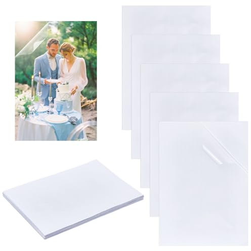 NBEADS 50 fogli di pellicola per laminazione a freddo, 30.5 x 21.5 cm A4 Buste autoadesive per laminazione Pellicola protettiva olografica in PVC trasparente biglietti da visita foto adesivi documenti