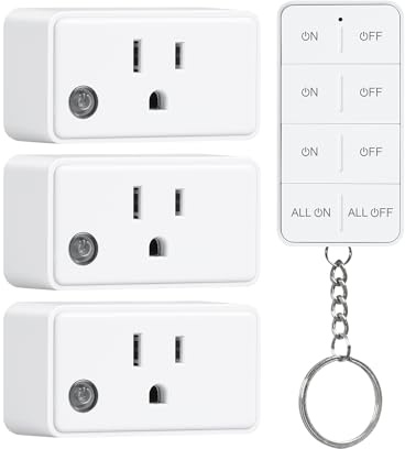 TREEWELL Remote Control Outlet with All On/Off Switch, 200FT Long Range Wireless Light Switch, Compact Design, 15A/1875W High-Power for Lights, Fans, Household Appliances, FCC & ETL Listed